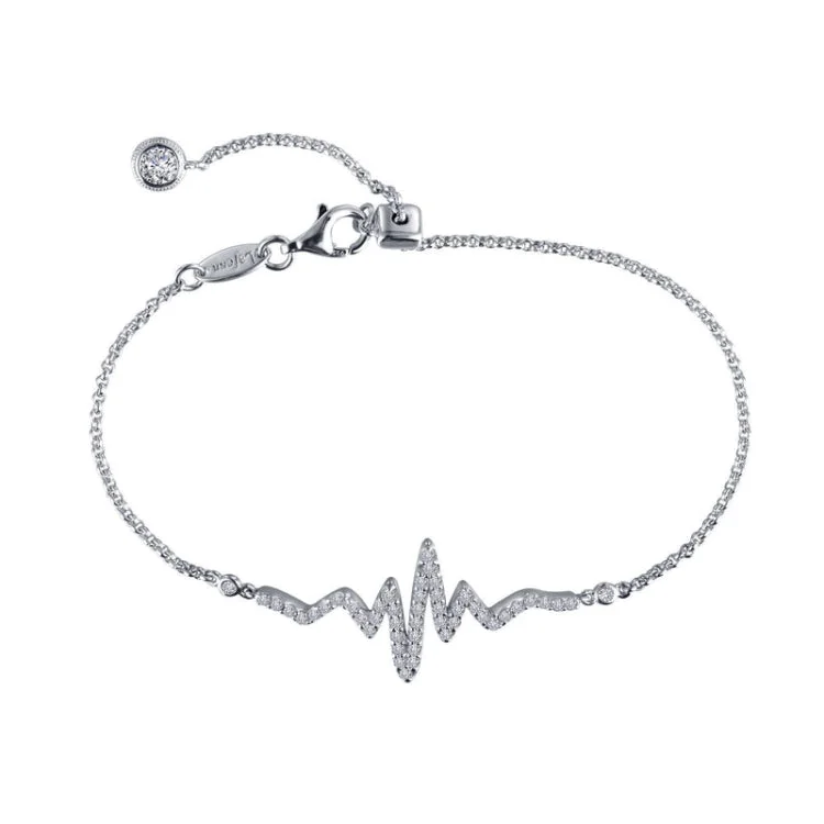 women's bracelets with boho look -Pave Heartbeat Bracelet