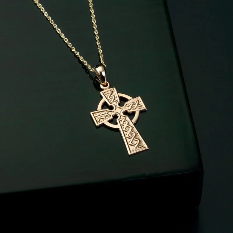 women's necklaces with eternity design -14K Gold Medium Celtic Cross