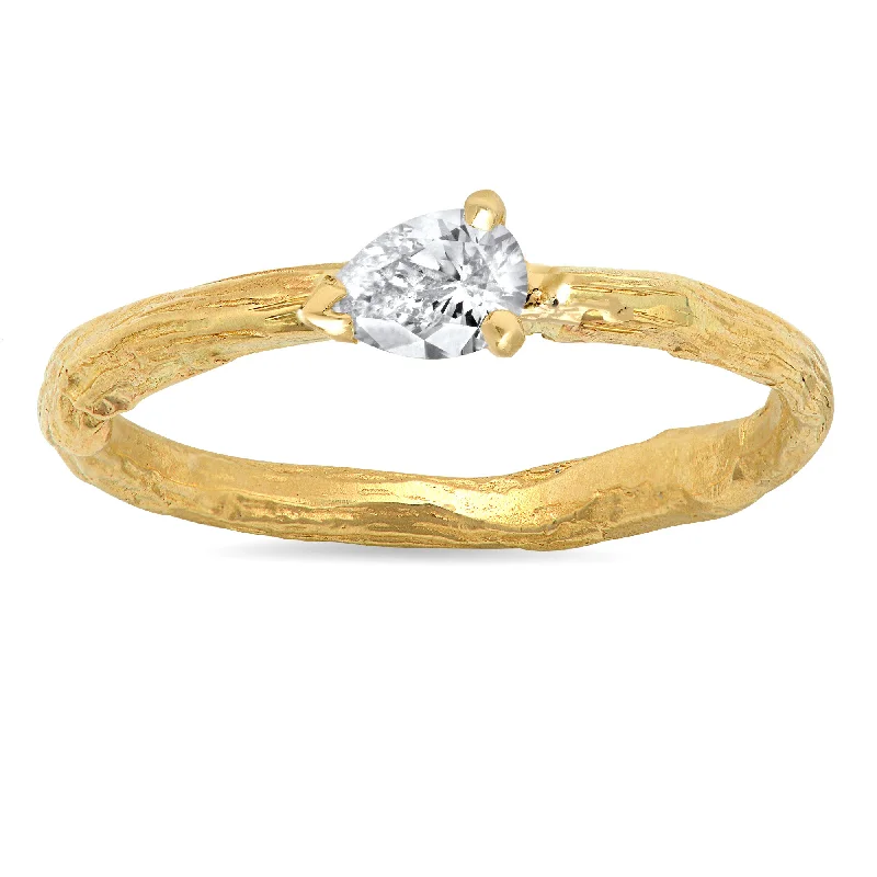 women's engagement rings with subtle detailing -Diamond Pear Willow Ring