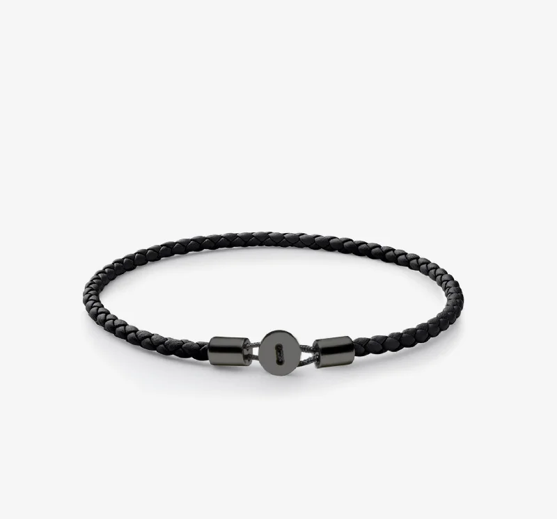 women's bracelets with bold geometric -Gordon Leather Bracelet | Black